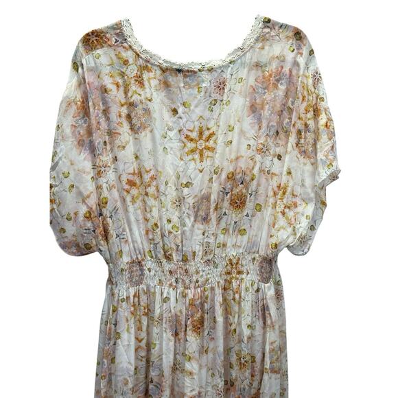 Johnny Was Silk Floral Maxi Dress Boho Kimono Sleeve Flowy Size XL - Picture 10 of 14